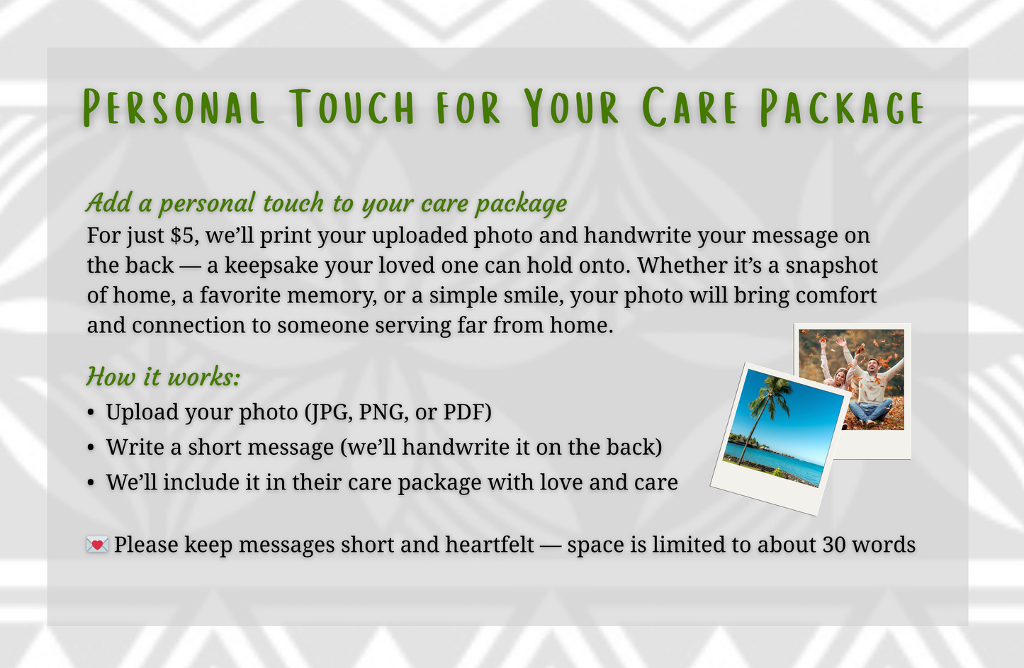 Photo & Message Add-On